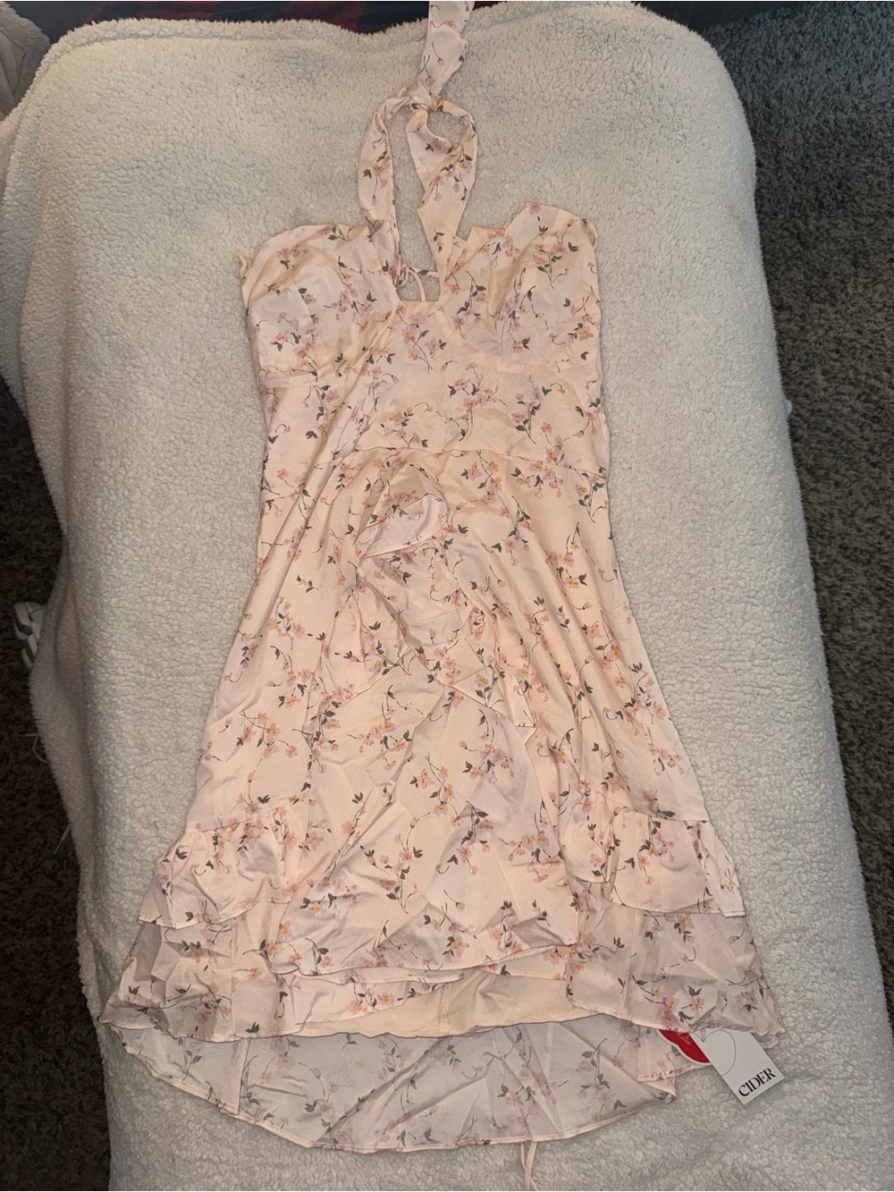 NWT Cider Floral Satin Halter Mini Dress XL Cottagecore